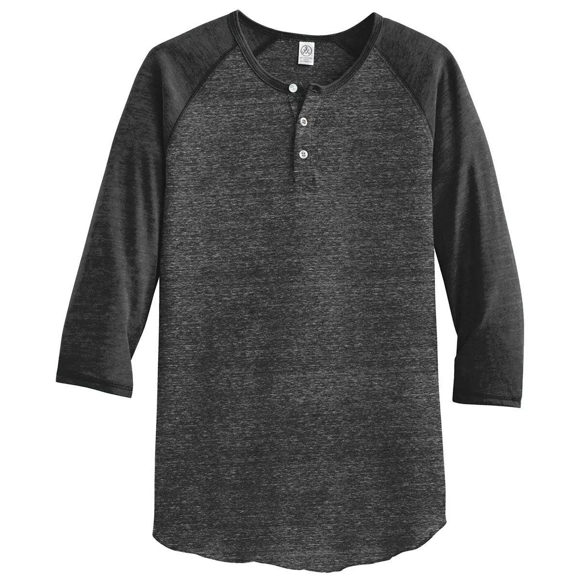 Alternative Men's Eco Black Eco-Jersey 3/4-Sleeve Raglan Henley