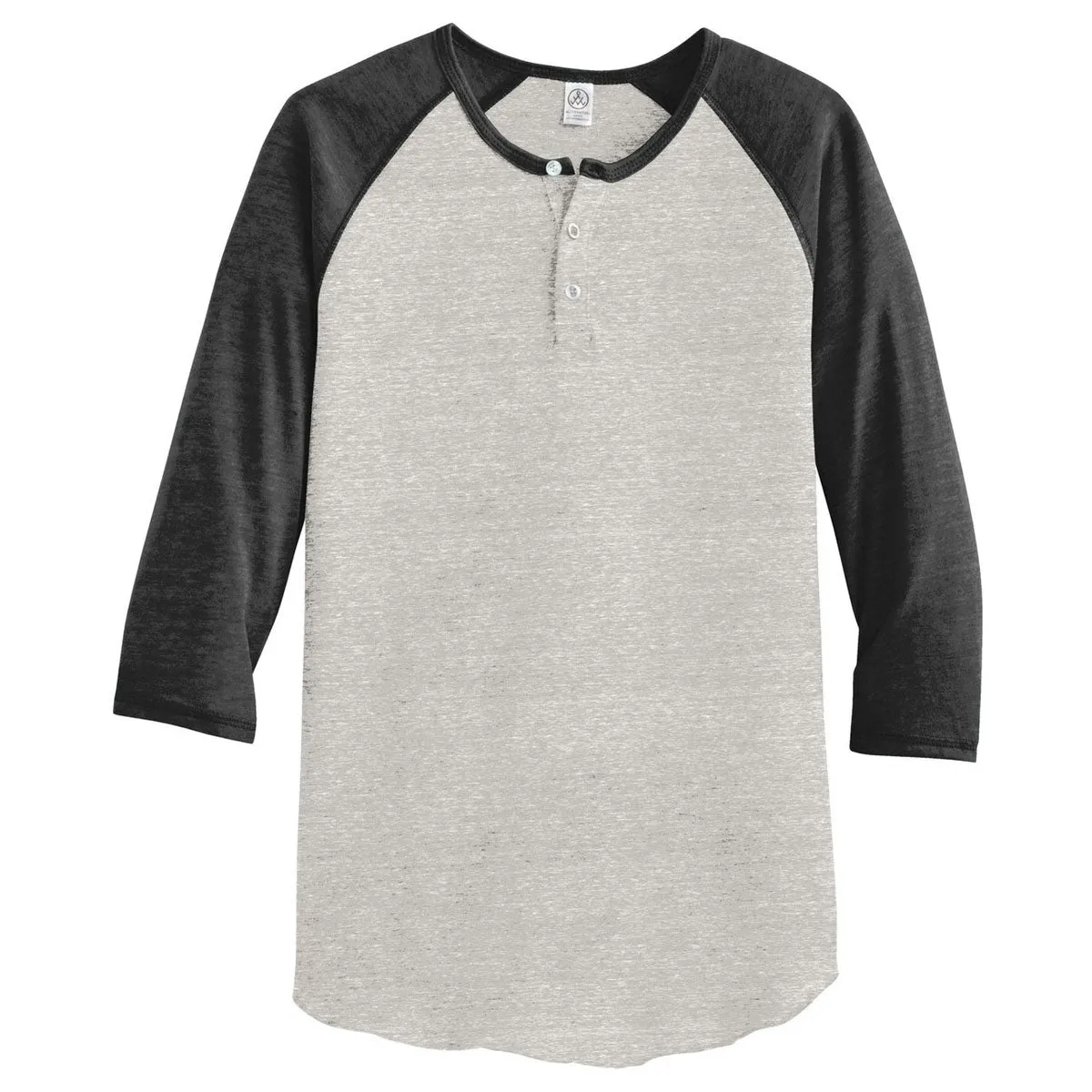 Alternative Men's Eco Oatmeal/Eco Black Eco-Jersey 3/4-Sleeve Raglan Henley