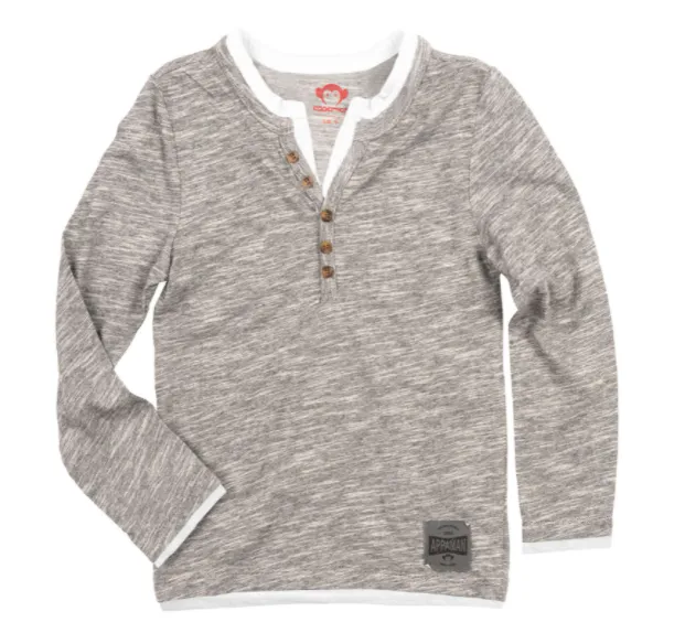 Appaman - Camden Long Sleeve Henley in Grey Stripe