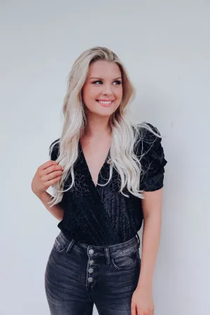 Boss Up Velvet Bodysuit -Black