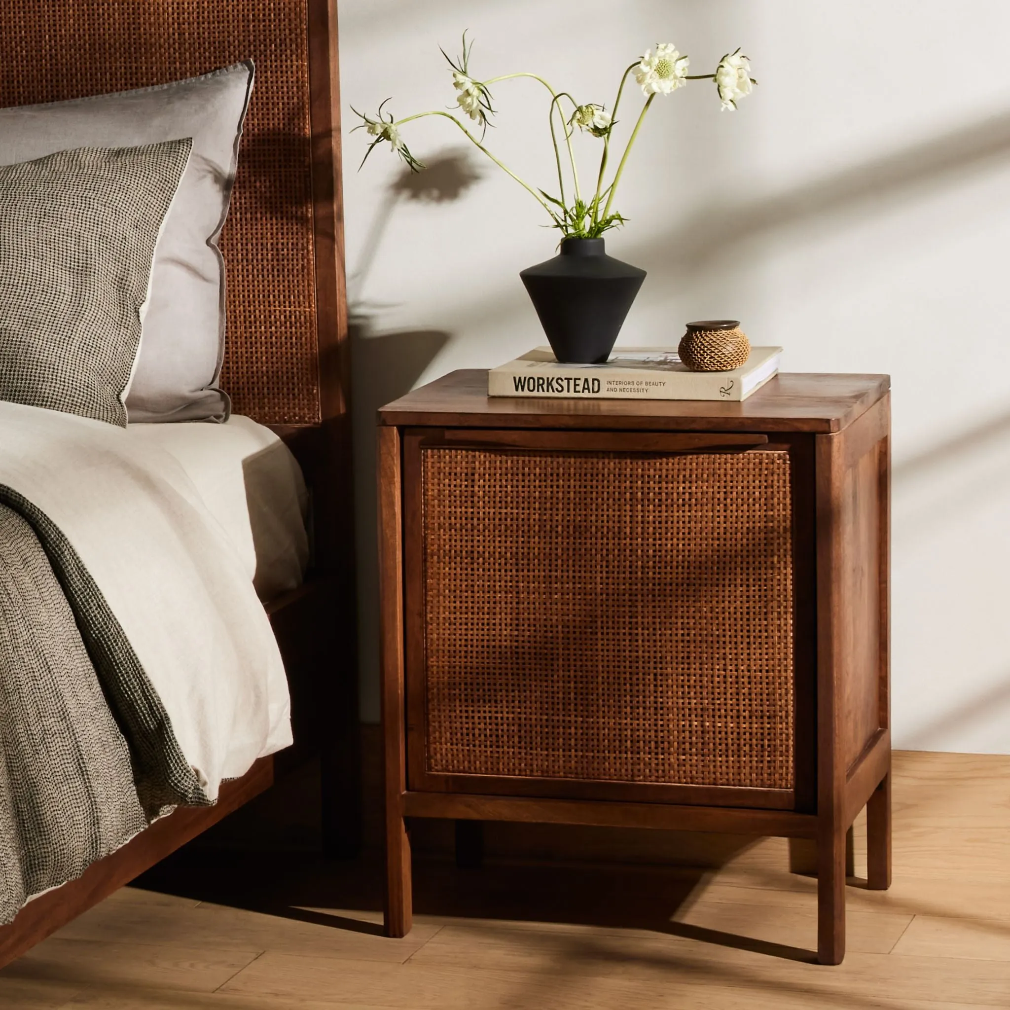 Brown Mango Caned Nightstand