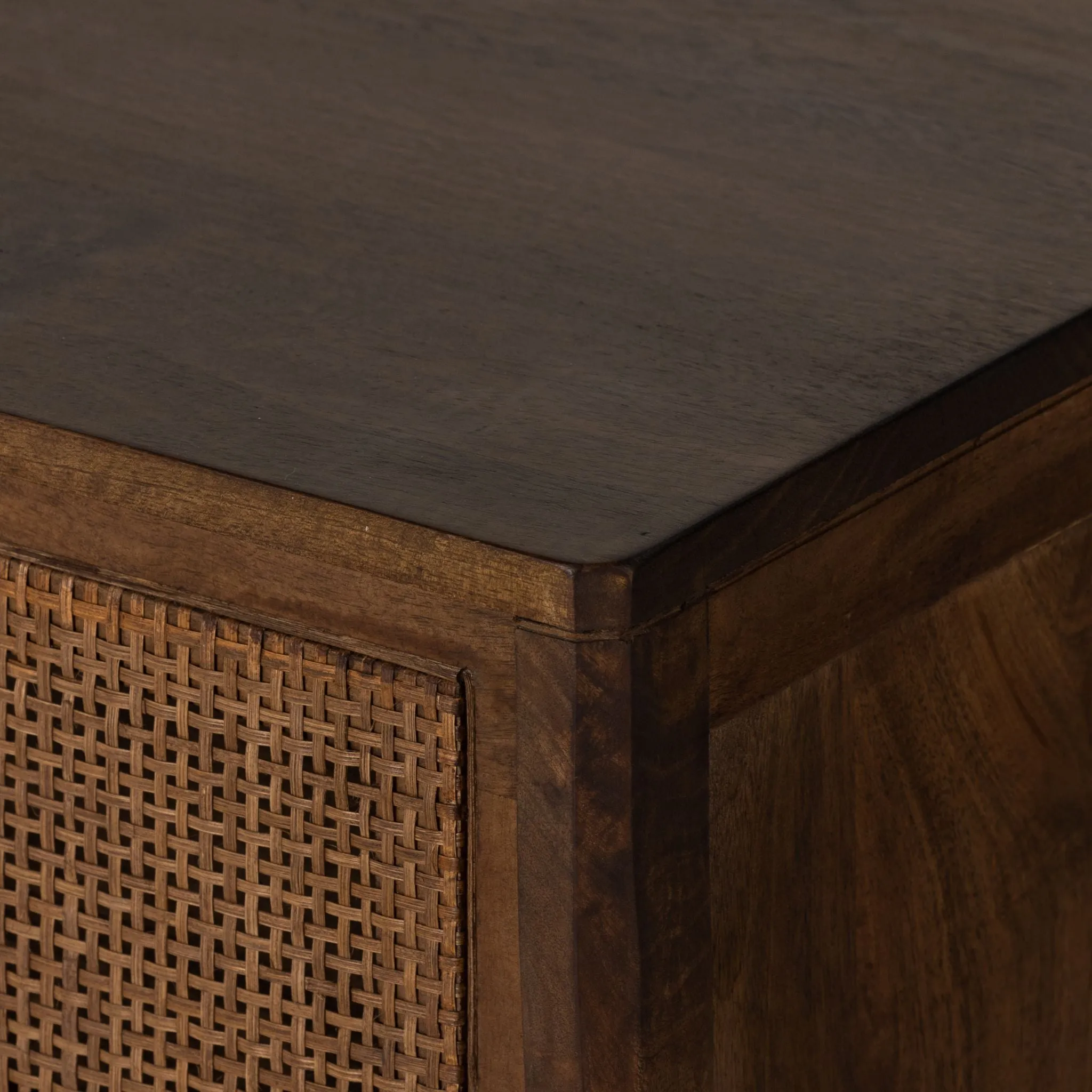 Brown-washed Mango Caned 6 Drawer Dresser