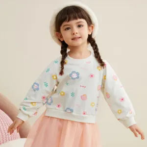Bunny Floral Plush Sweatshirt Tulle Dress