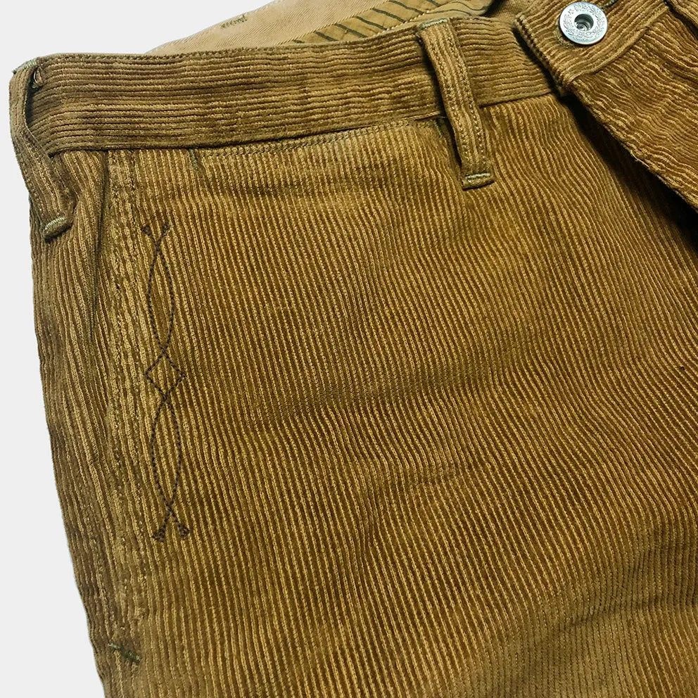 BZEN M.1028 1848.HARRY REGULAR STRAIGHT 5 POCKET FLAT FRONT VEGGIE DYED CORDUROY CHINO-11W-E0 CARAMEL