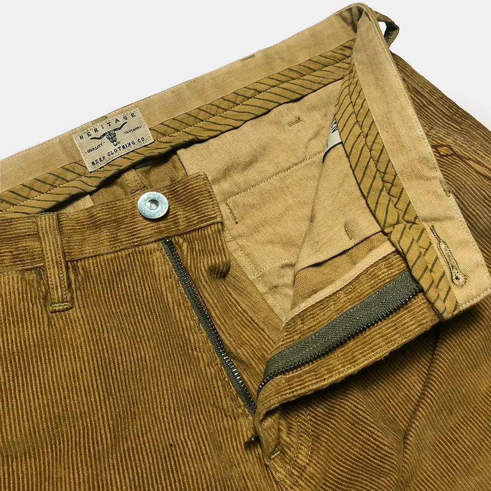 BZEN M.1028 1848.HARRY REGULAR STRAIGHT 5 POCKET FLAT FRONT VEGGIE DYED CORDUROY CHINO-11W-E0 CARAMEL