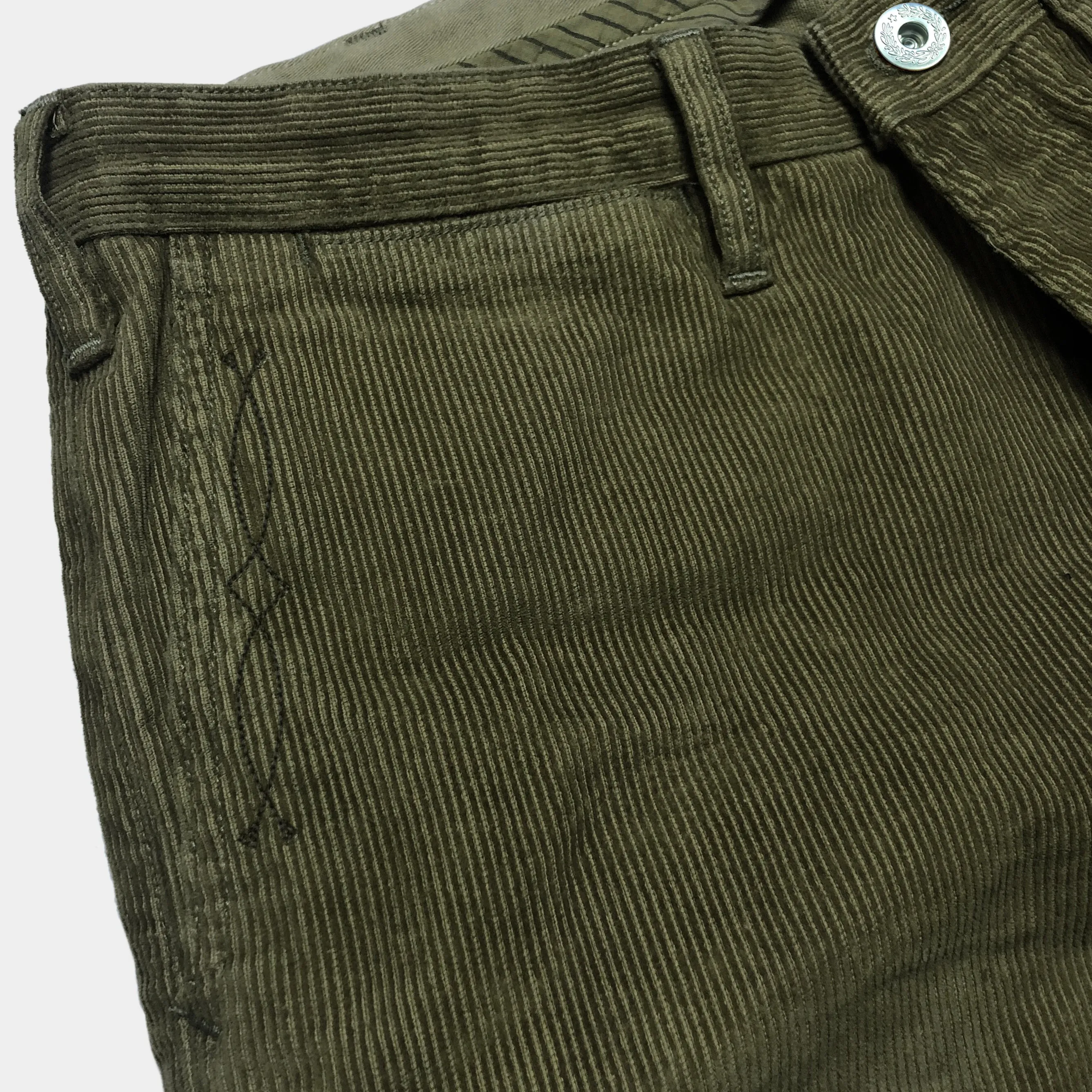 BZEN M.1028 1848.HARRY REGULAR STRAIGHT 5 POCKET FLAT FRONT VEGGIE DYED CORDUROY CHINO-11W-E0 SEAWEED