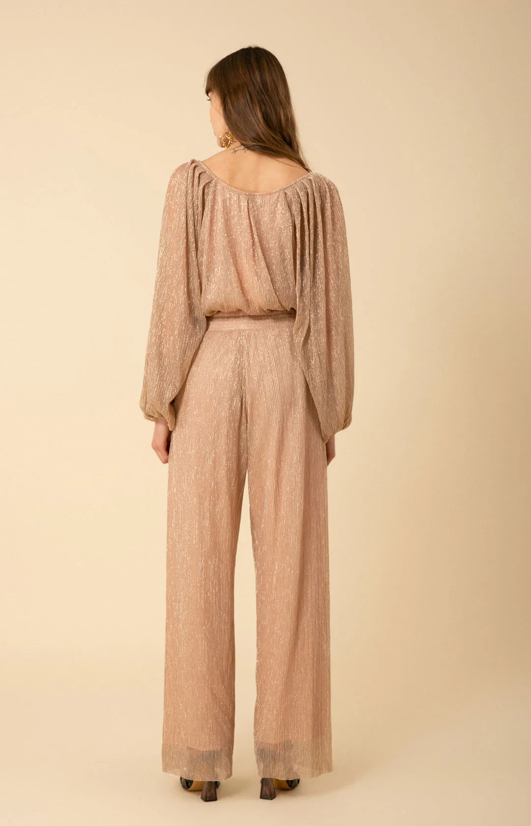 Clemence Lurex Crinkle Mesh Pant
