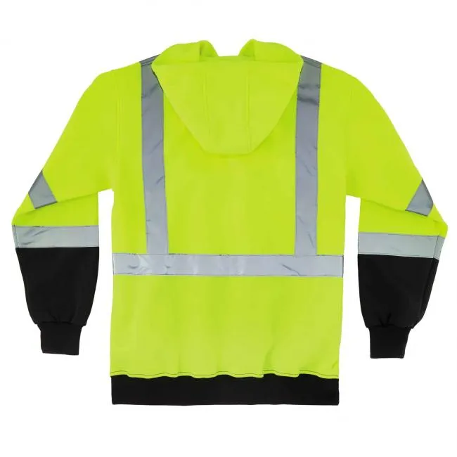 Ergodyne GloWear 8372 Type R Class 3 Zip-Up Hi-Vis Hooded Sweatshirt - Lime