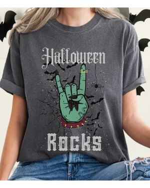 Halloween Rocks Design Comfort Colors® T-Shirt, Women's Retro Funny Design T-Shirt