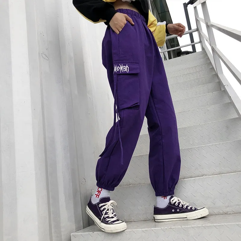 High Waist Punk Camo Cargo Pants