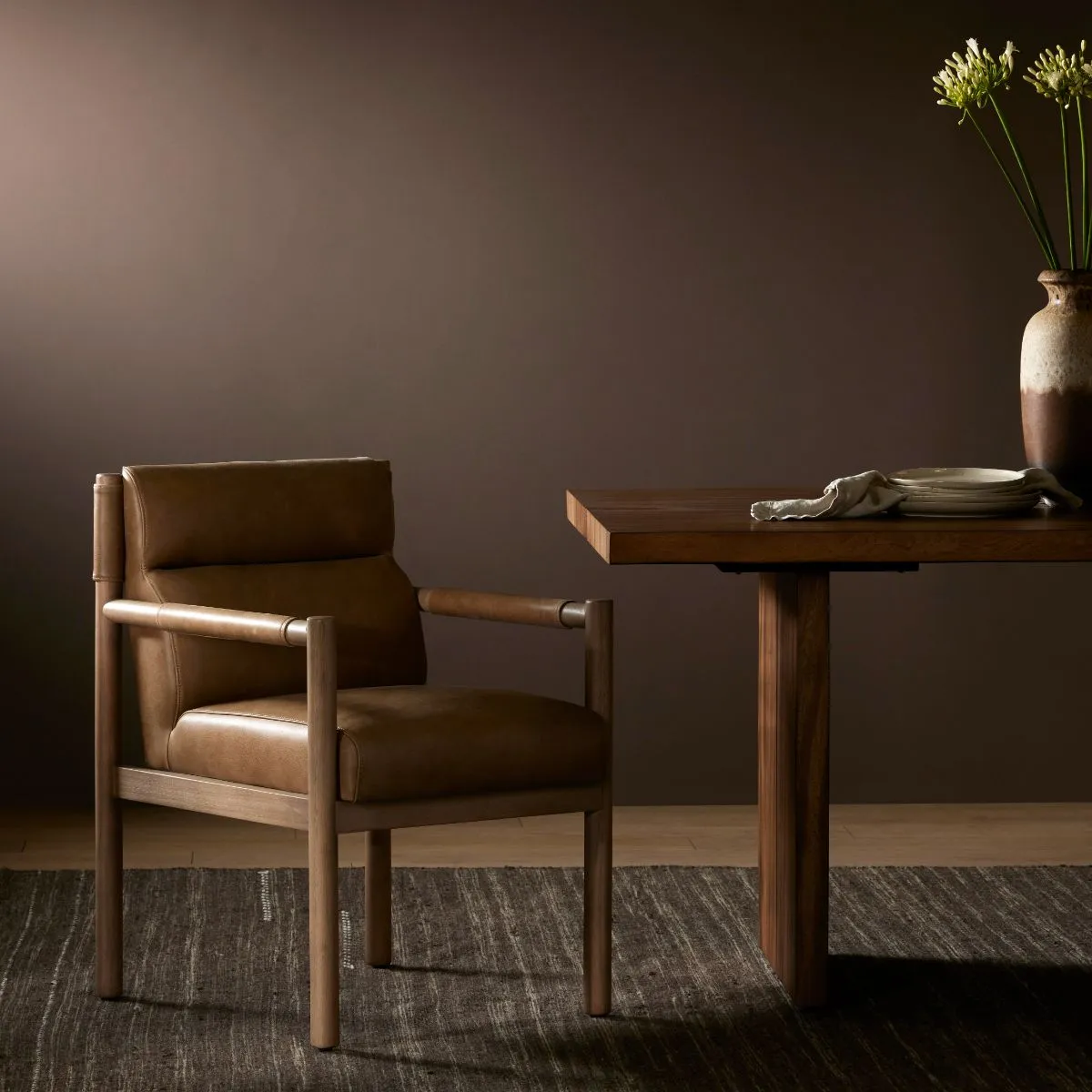 Hutton Dining Armchair, Palermo Drift Leather