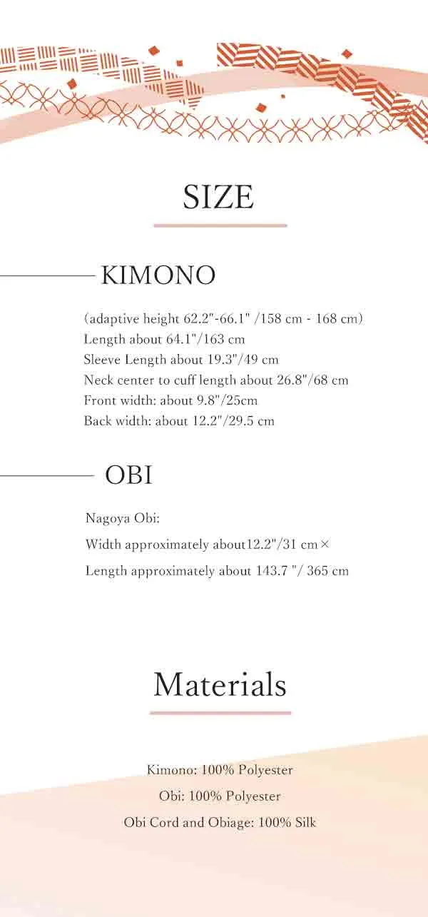 Kimono 4 Piece Coordinate Set / Kimono, Obi, Obi-age, Obi-jime / tailored L Size/green Hikita Kanoko pattern