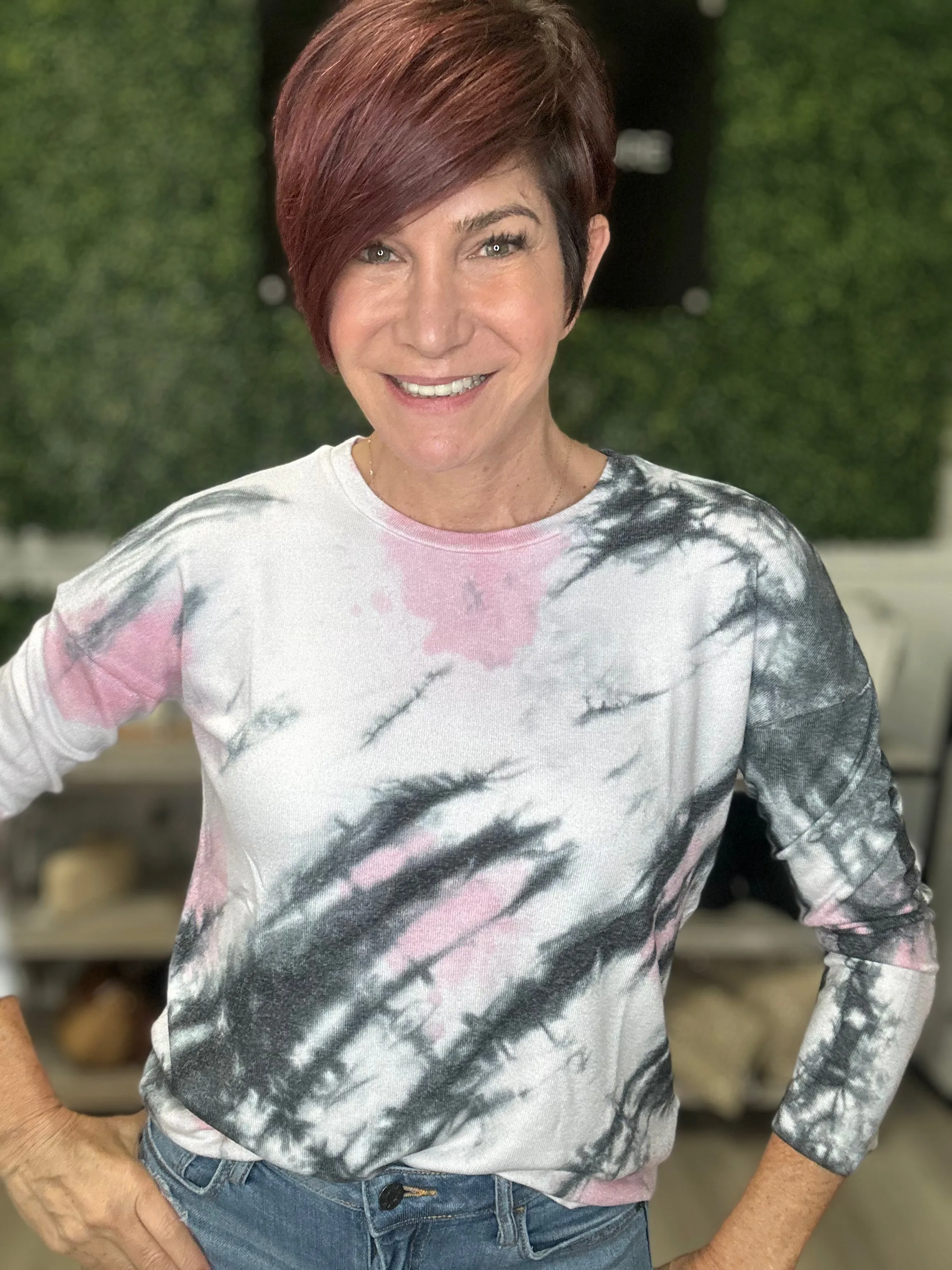 Marble Wash Scoop Top