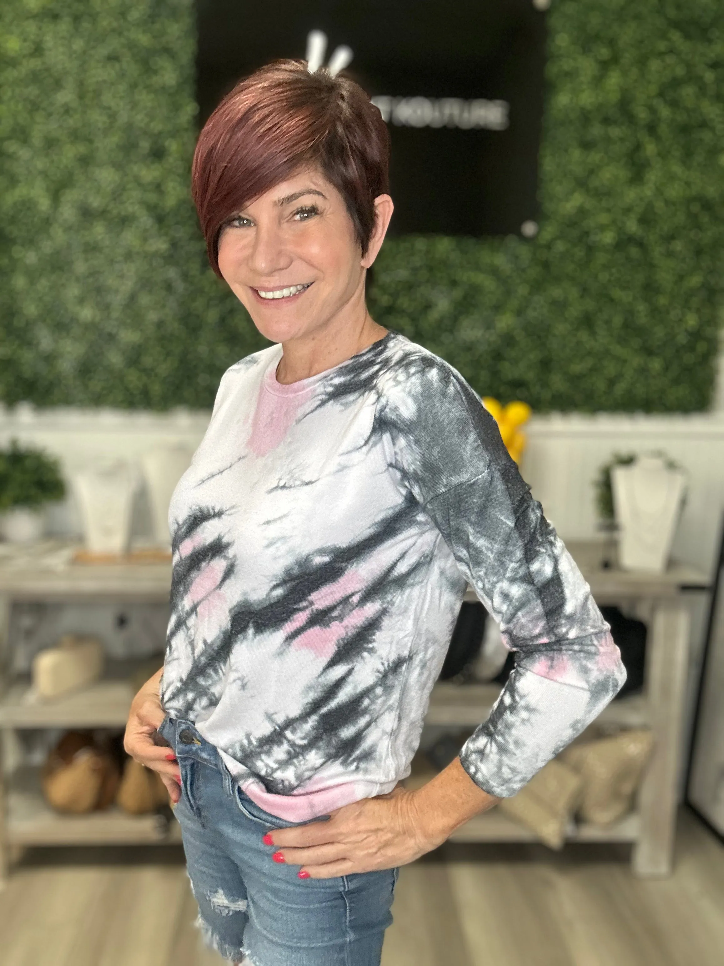 Marble Wash Scoop Top