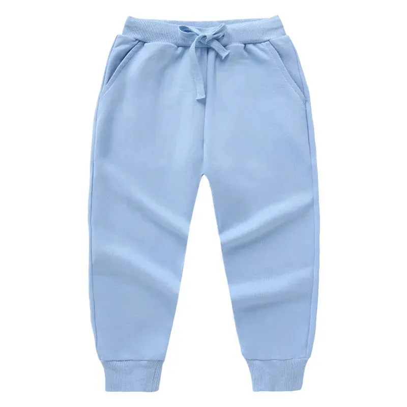 New Arrival Children's Pants Spring Cotton Lacing Pocket Jogger Sweatpants Boys Girls Clothing 2-12Years Old 1-3Pcs/Lot Trousers