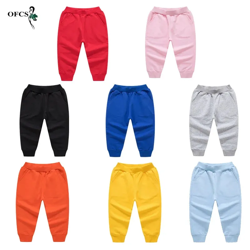 New Arrival Children's Pants Spring Cotton Lacing Pocket Jogger Sweatpants Boys Girls Clothing 2-12Years Old 1-3Pcs/Lot Trousers