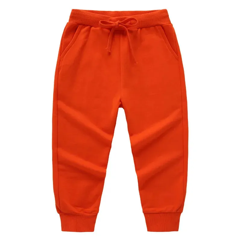 New Arrival Children's Pants Spring Cotton Lacing Pocket Jogger Sweatpants Boys Girls Clothing 2-12Years Old 1-3Pcs/Lot Trousers