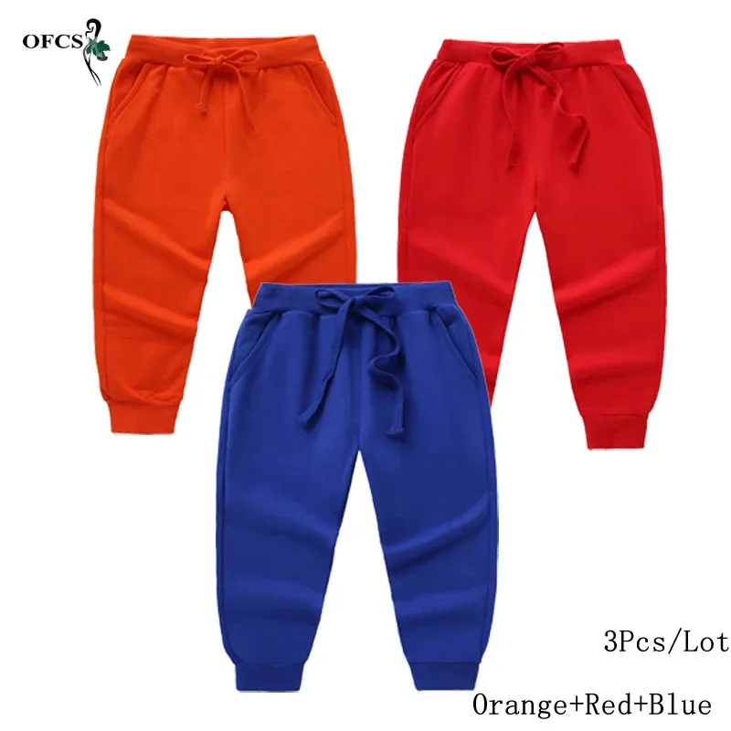 New Arrival Children's Pants Spring Cotton Lacing Pocket Jogger Sweatpants Boys Girls Clothing 2-12Years Old 1-3Pcs/Lot Trousers