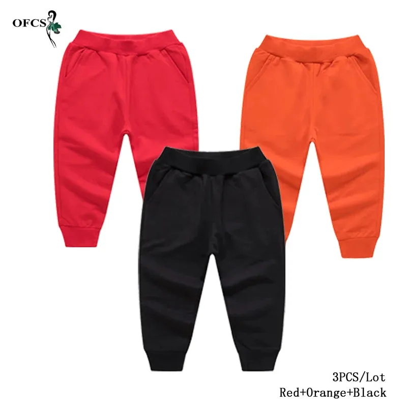 New Arrival Children's Pants Spring Cotton Lacing Pocket Jogger Sweatpants Boys Girls Clothing 2-12Years Old 1-3Pcs/Lot Trousers