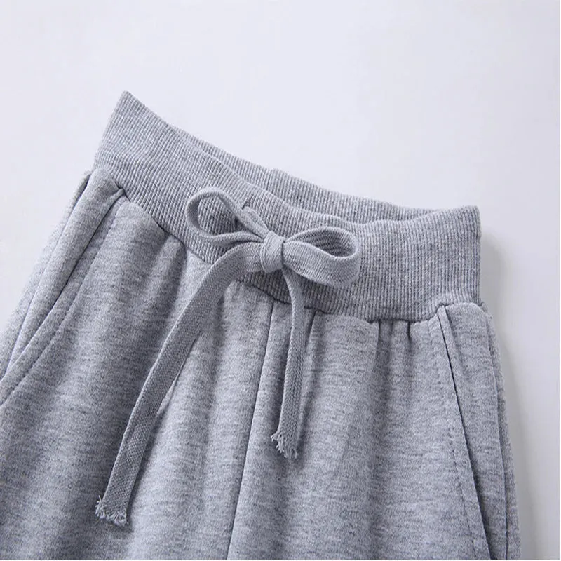 New Arrival Children's Pants Spring Cotton Lacing Pocket Jogger Sweatpants Boys Girls Clothing 2-12Years Old 1-3Pcs/Lot Trousers