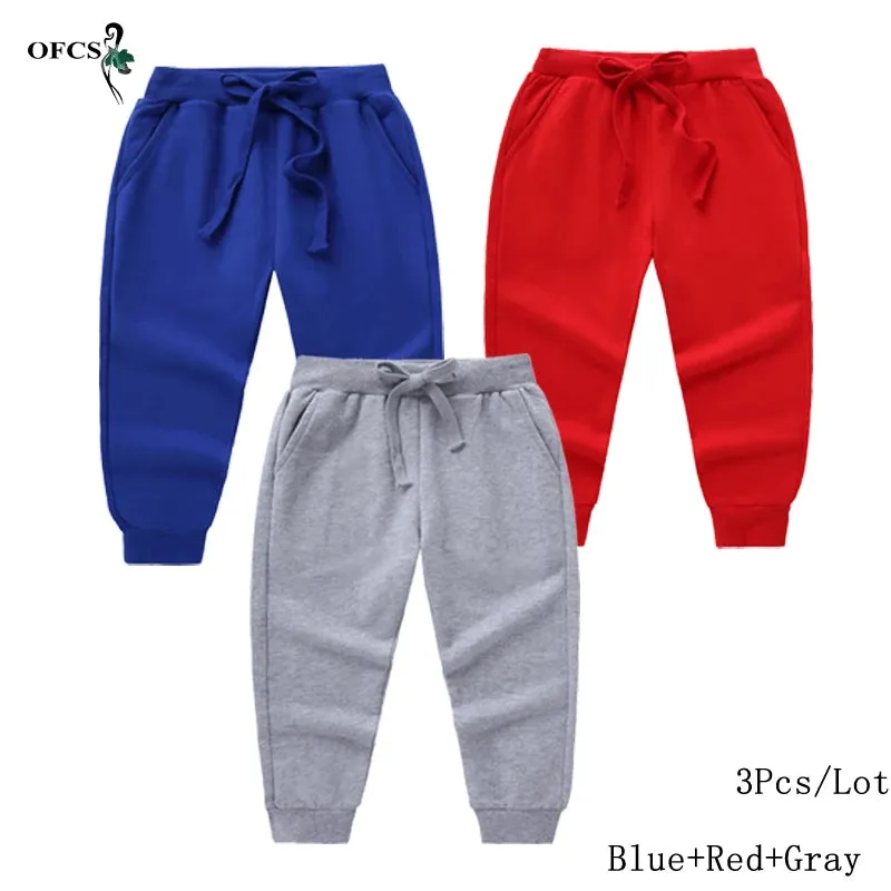 New Arrival Children's Pants Spring Cotton Lacing Pocket Jogger Sweatpants Boys Girls Clothing 2-12Years Old 1-3Pcs/Lot Trousers
