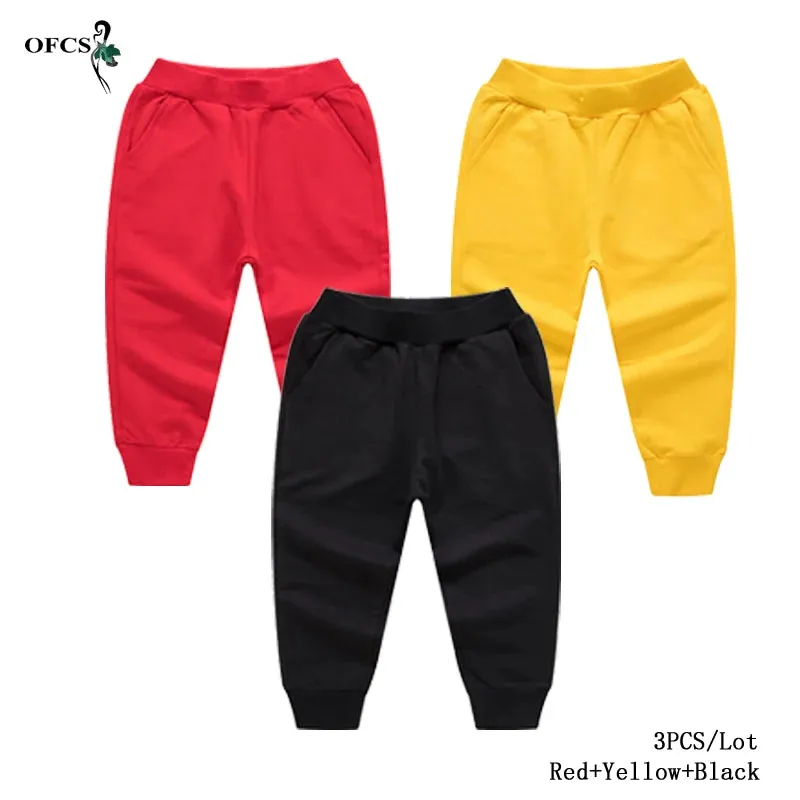 New Arrival Children's Pants Spring Cotton Lacing Pocket Jogger Sweatpants Boys Girls Clothing 2-12Years Old 1-3Pcs/Lot Trousers