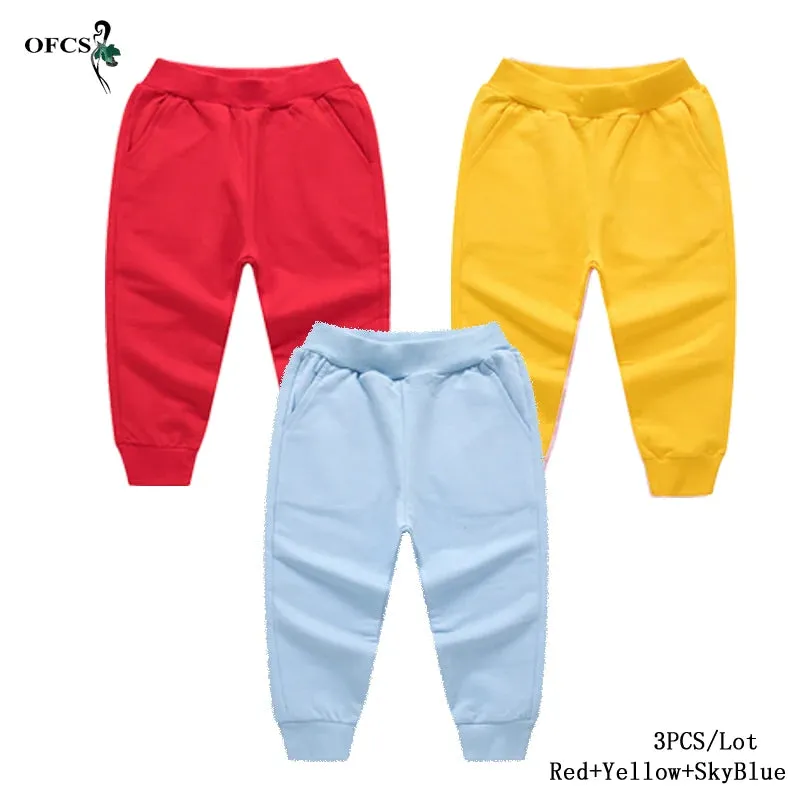 New Arrival Children's Pants Spring Cotton Lacing Pocket Jogger Sweatpants Boys Girls Clothing 2-12Years Old 1-3Pcs/Lot Trousers