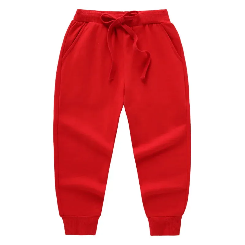 New Arrival Children's Pants Spring Cotton Lacing Pocket Jogger Sweatpants Boys Girls Clothing 2-12Years Old 1-3Pcs/Lot Trousers
