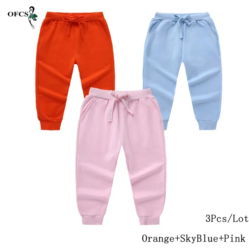 New Arrival Children's Pants Spring Cotton Lacing Pocket Jogger Sweatpants Boys Girls Clothing 2-12Years Old 1-3Pcs/Lot Trousers