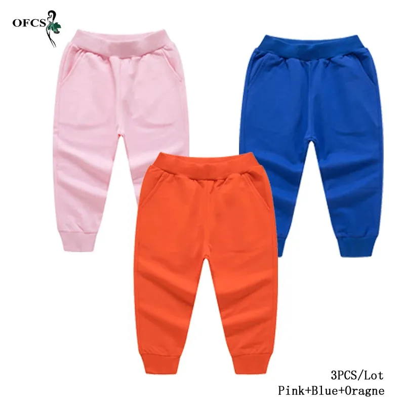 New Arrival Children's Pants Spring Cotton Lacing Pocket Jogger Sweatpants Boys Girls Clothing 2-12Years Old 1-3Pcs/Lot Trousers