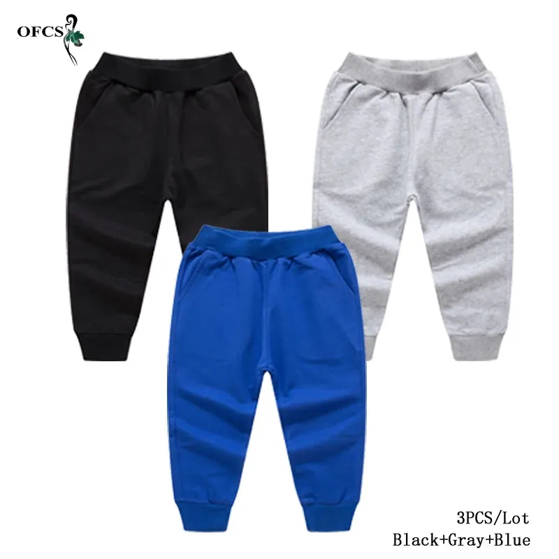 New Arrival Children's Pants Spring Cotton Lacing Pocket Jogger Sweatpants Boys Girls Clothing 2-12Years Old 1-3Pcs/Lot Trousers