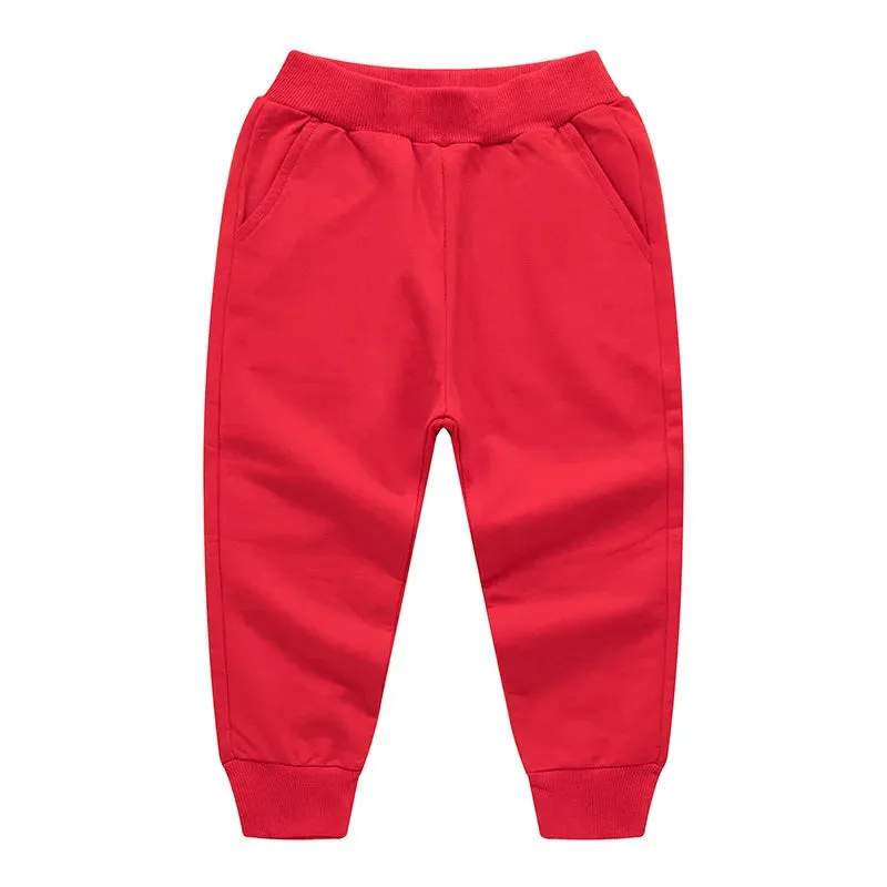 New Arrival Children's Pants Spring Cotton Lacing Pocket Jogger Sweatpants Boys Girls Clothing 2-12Years Old 1-3Pcs/Lot Trousers