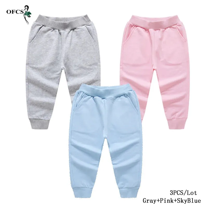 New Arrival Children's Pants Spring Cotton Lacing Pocket Jogger Sweatpants Boys Girls Clothing 2-12Years Old 1-3Pcs/Lot Trousers