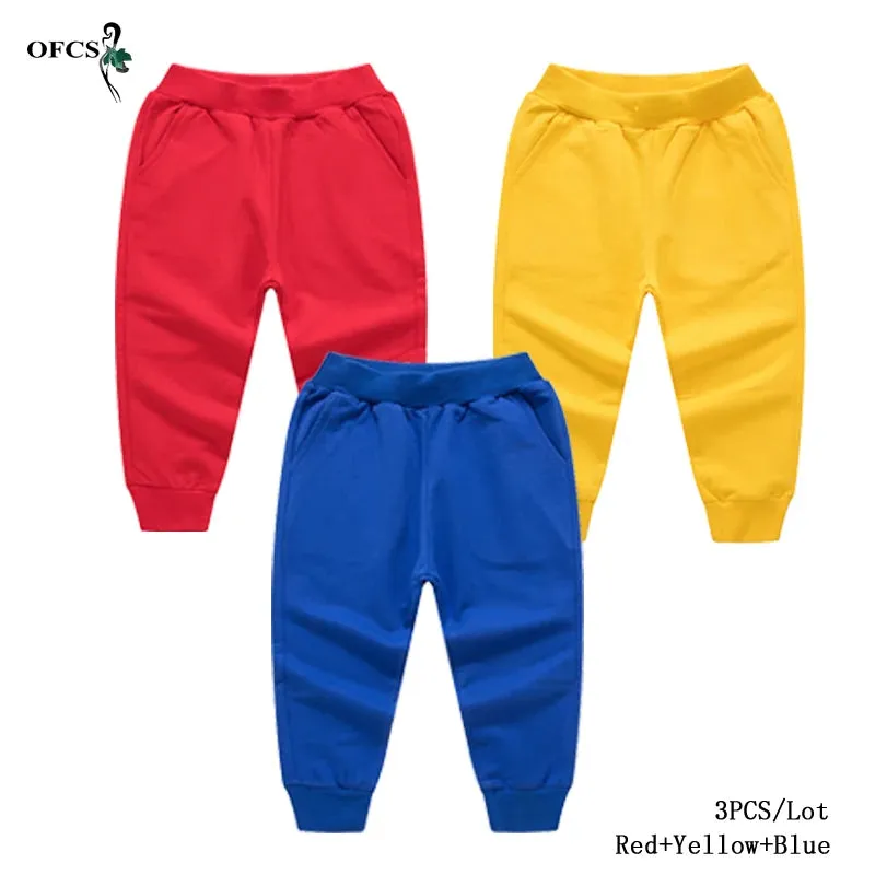 New Arrival Children's Pants Spring Cotton Lacing Pocket Jogger Sweatpants Boys Girls Clothing 2-12Years Old 1-3Pcs/Lot Trousers