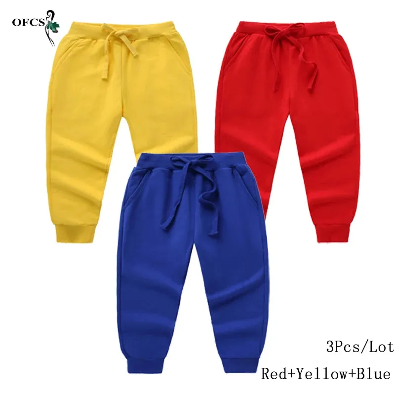 New Arrival Children's Pants Spring Cotton Lacing Pocket Jogger Sweatpants Boys Girls Clothing 2-12Years Old 1-3Pcs/Lot Trousers