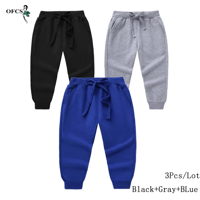New Arrival Children's Pants Spring Cotton Lacing Pocket Jogger Sweatpants Boys Girls Clothing 2-12Years Old 1-3Pcs/Lot Trousers