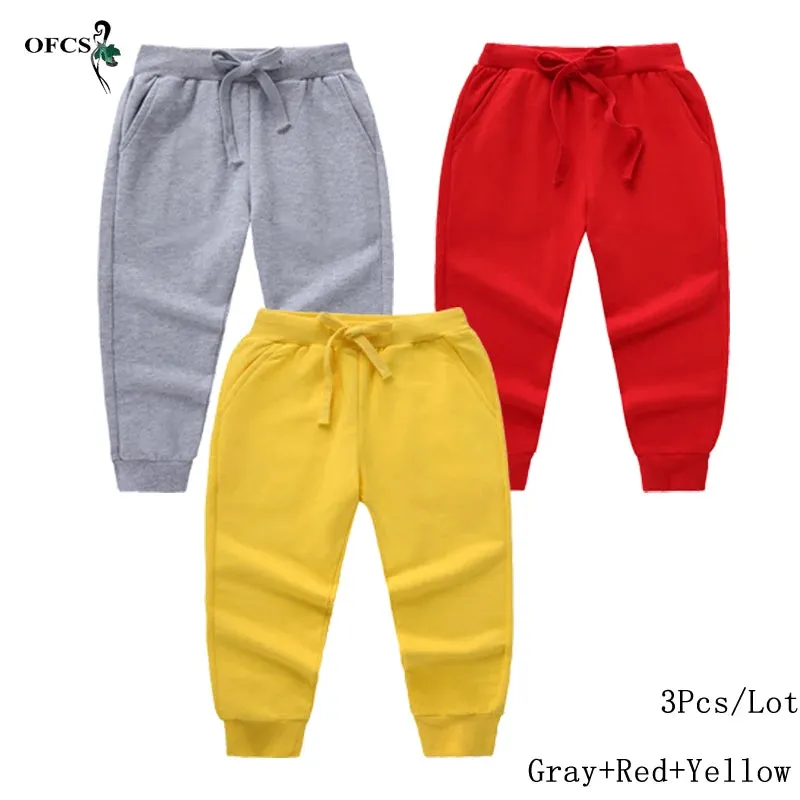 New Arrival Children's Pants Spring Cotton Lacing Pocket Jogger Sweatpants Boys Girls Clothing 2-12Years Old 1-3Pcs/Lot Trousers