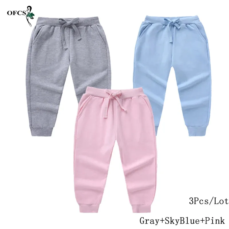 New Arrival Children's Pants Spring Cotton Lacing Pocket Jogger Sweatpants Boys Girls Clothing 2-12Years Old 1-3Pcs/Lot Trousers