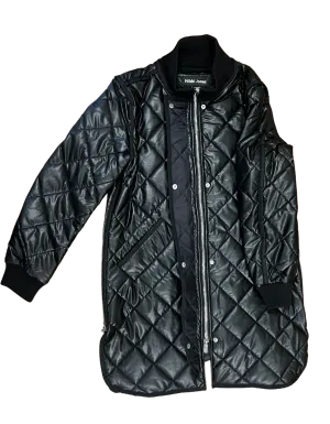 NIkki Jones Vegan Leather Diamond Quilted Coat