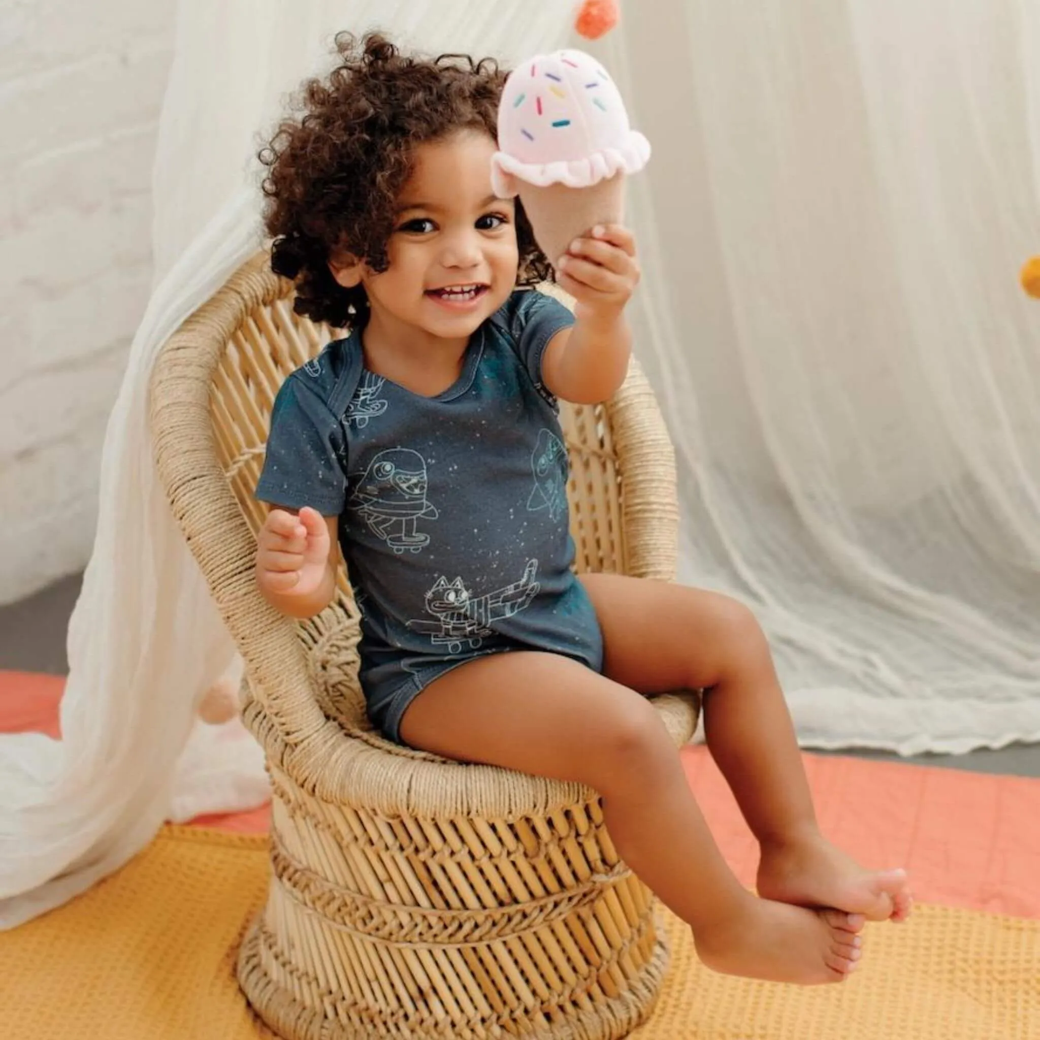 Organic Cotton Baby Bodysuit - Skater Cats