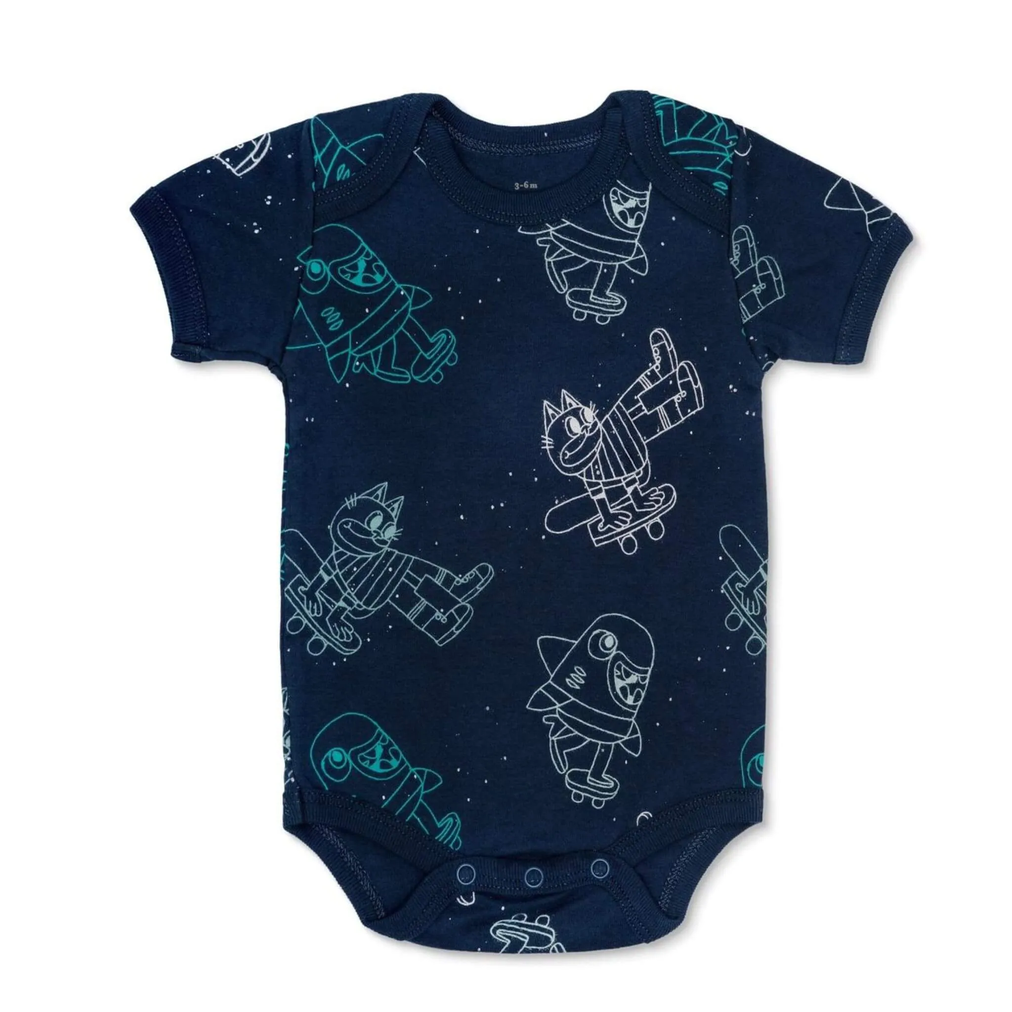 Organic Cotton Baby Bodysuit - Skater Cats