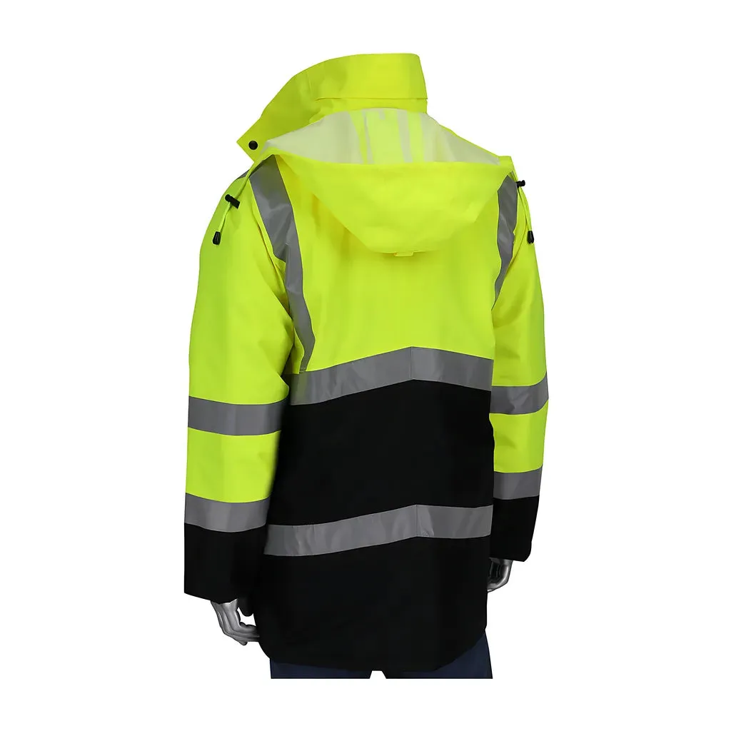 PIP 343-1750-LY/3X ANSI Type R Class 3 Black Bottom Coat with Built-in Quilted Insulation