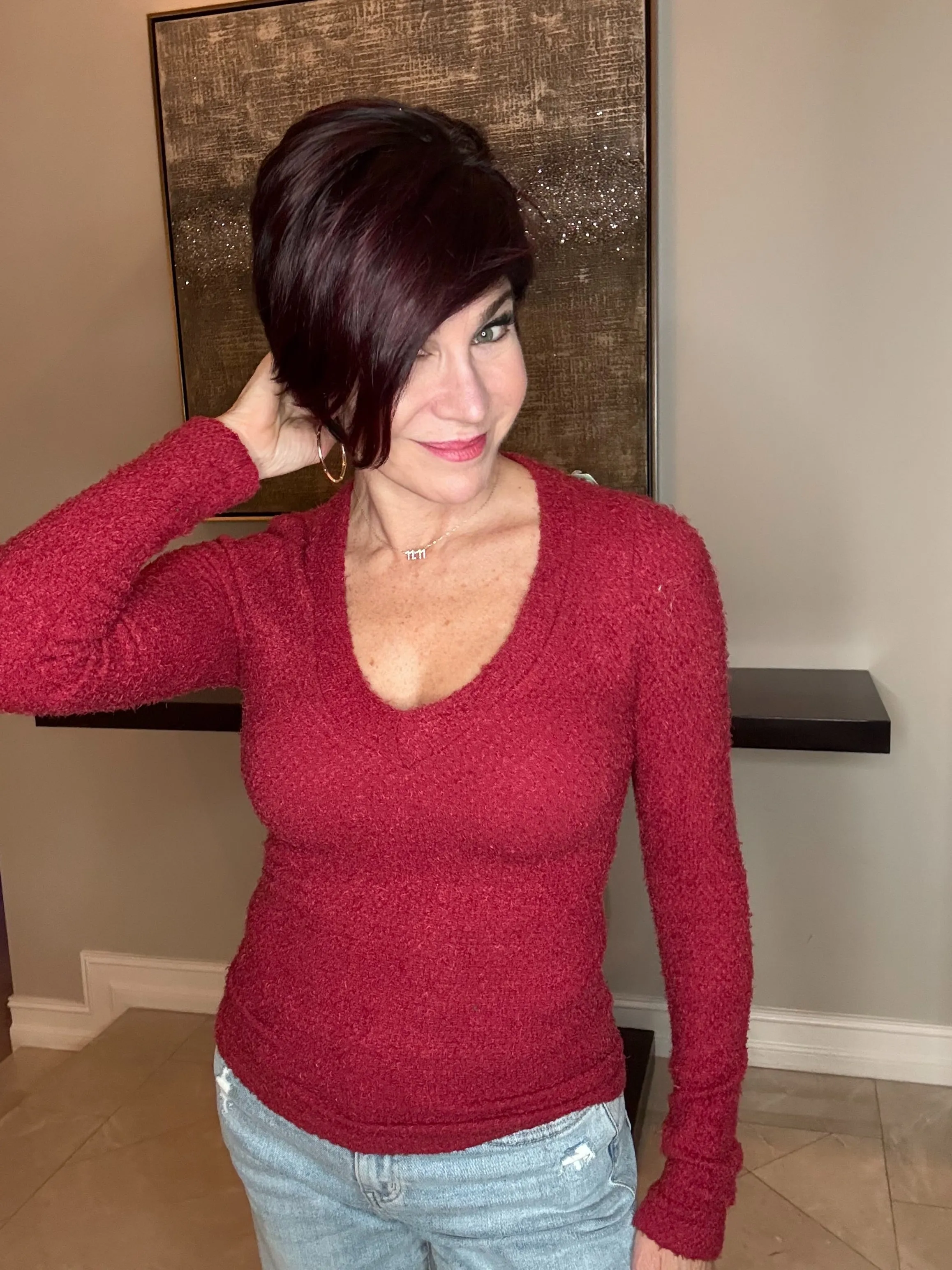 Pre-sale V-neck Eyelash Sweater