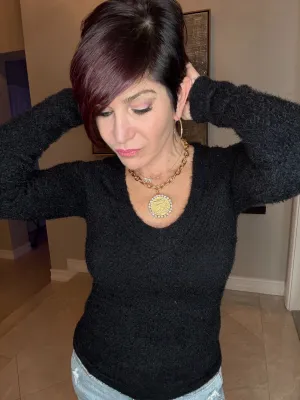 Pre-sale V-neck Eyelash Sweater