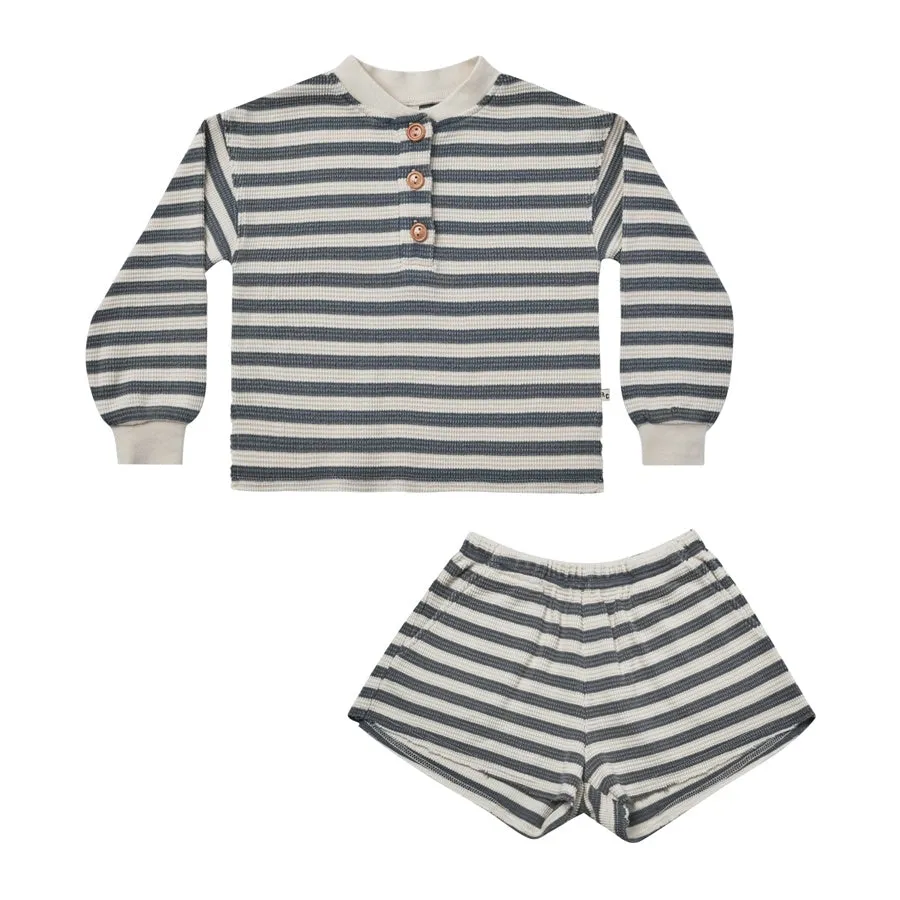 Rylee   Cru Waffle Knit Set - Navy Stripe
