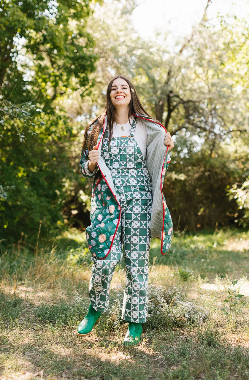 The Beijing Quilted Coat- Green Floral