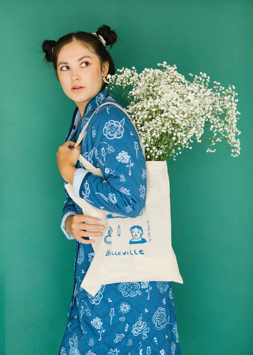 The Beijing Quilted Coat- Green Floral
