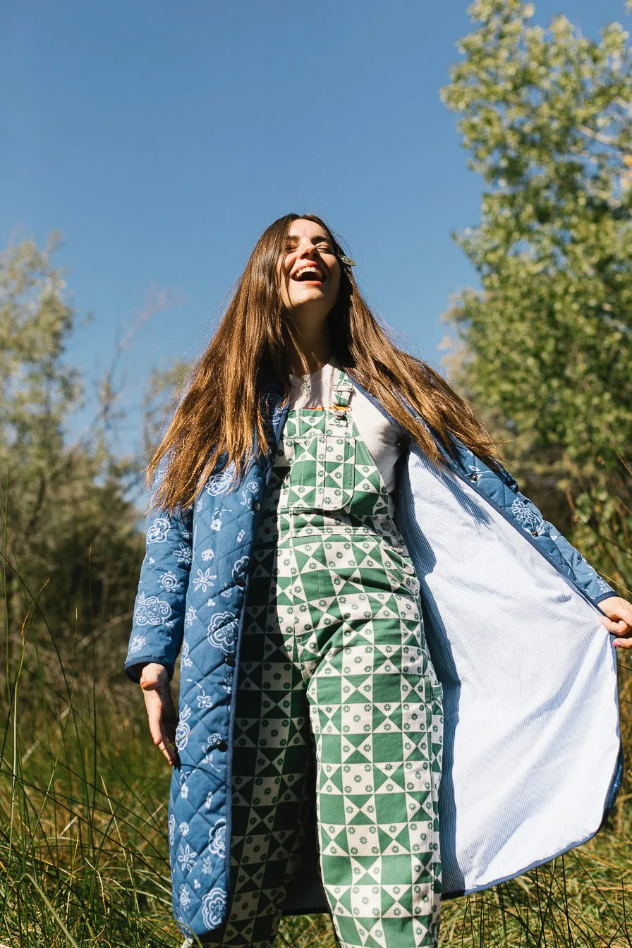 The Beijing Quilted Coat- Green Floral