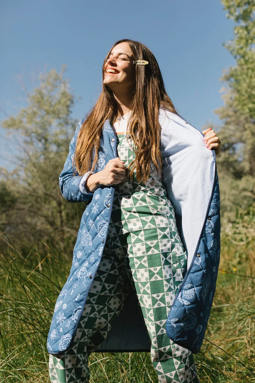 The Beijing Quilted Coat- Green Floral