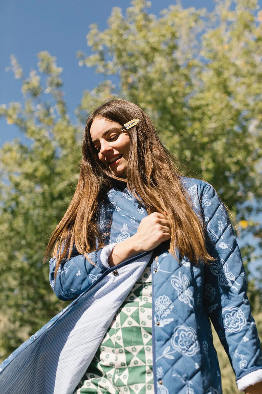 The Beijing Quilted Coat- Green Floral